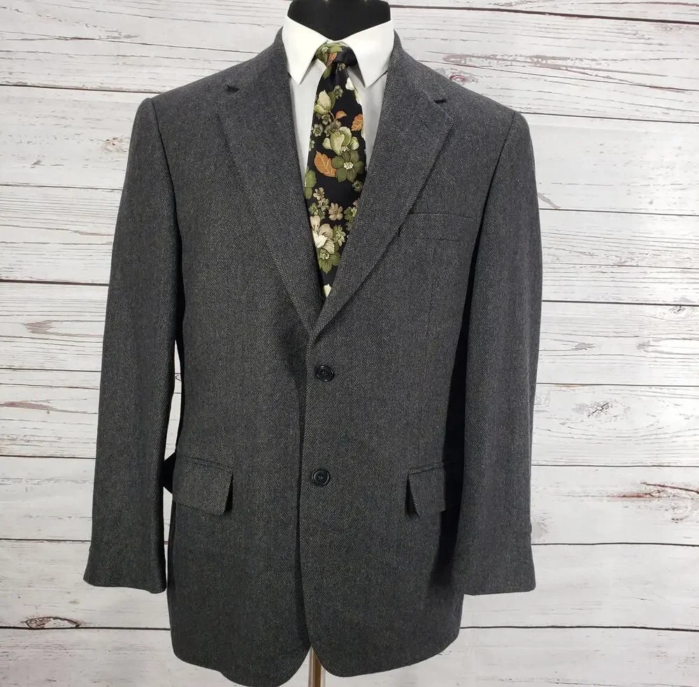 Gianfranco Ruffini Italy Herringbone Camel Hair Blend Sportscoat Size 42R